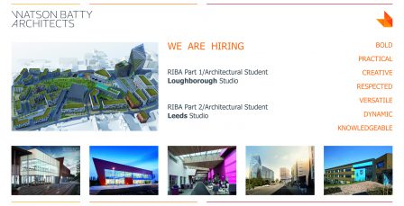 Watson Batty Architects; Leeds; Guiseley; Loughborough; Construction; Architecture; Yorkshire; Experience; Career; Vacancies; Job; New Role; FutureBuilt; Staff; WBA; Employees; Student; Placement